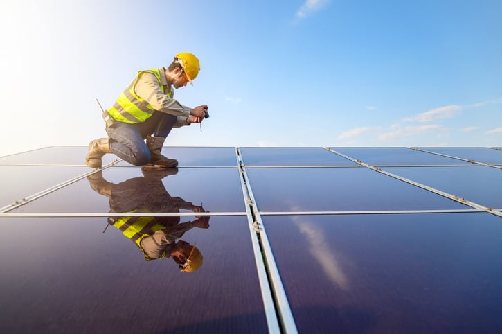 engineer checking solar energy