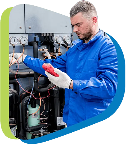 a technician testing industrial equipment