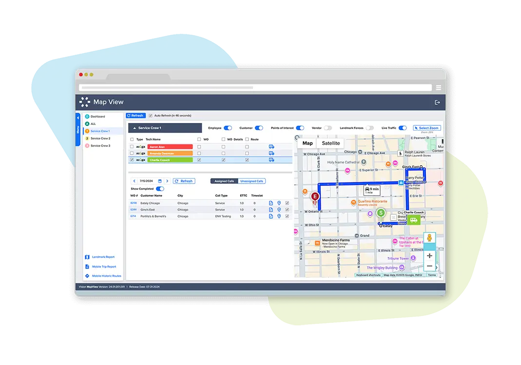screenshot of fleet management software