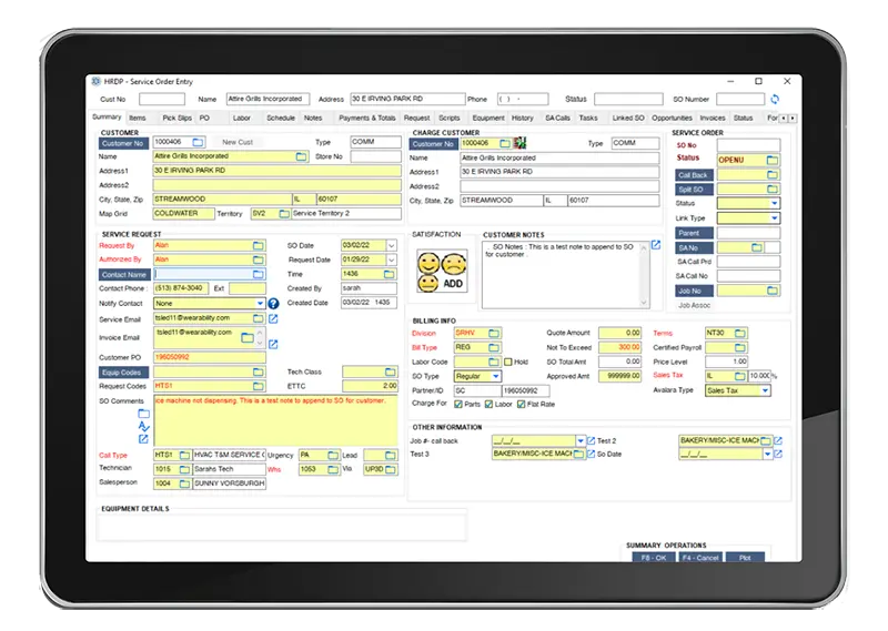 screenshot of ECI Davisware software